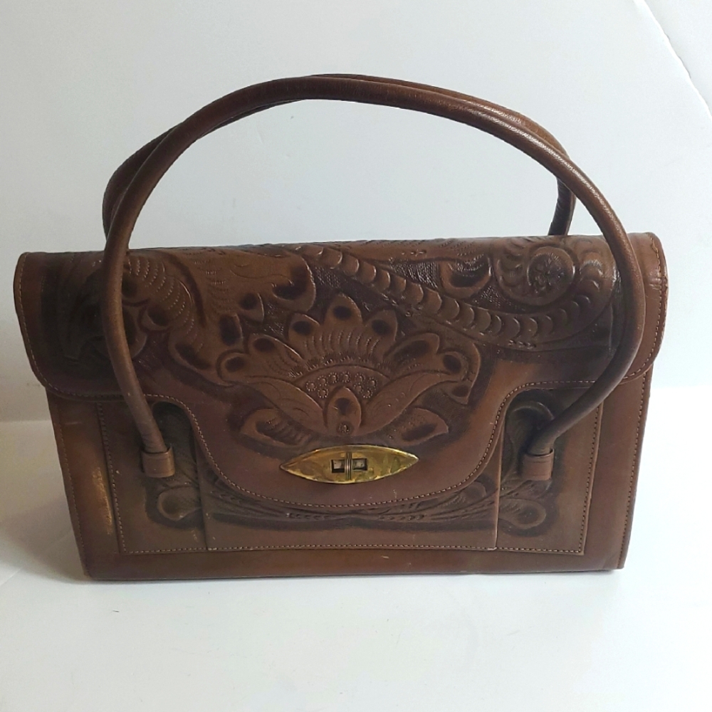 Vintage Folklore Brown Leather Handbag